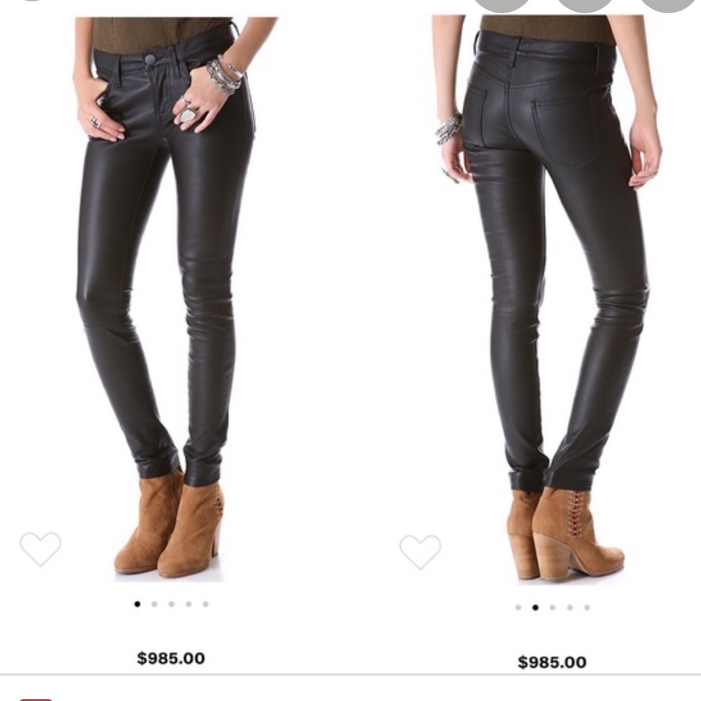 Real leather Black skinny pants.